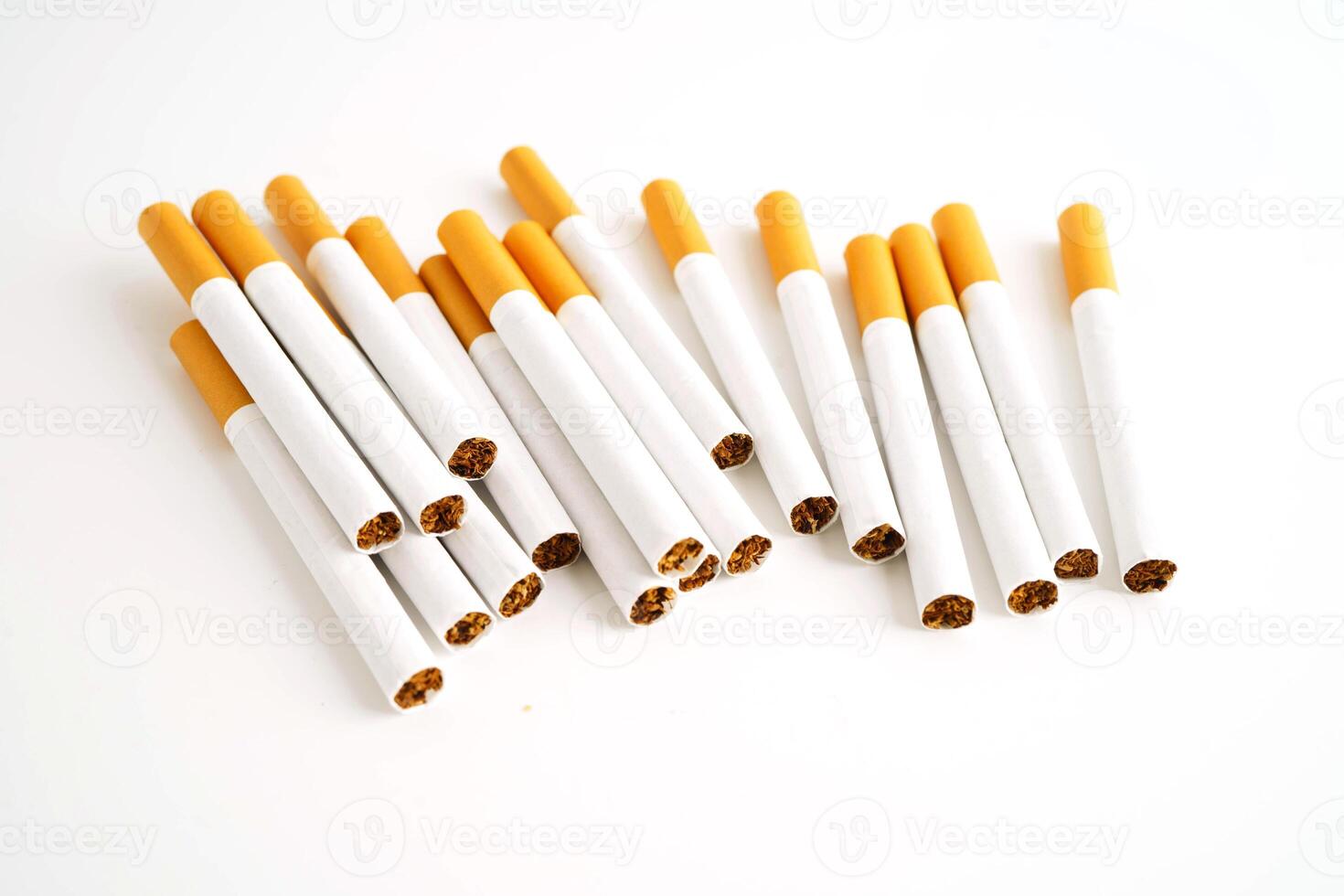 Cigarette, roll tobacco in paper with filter tube, No smoking. photo
