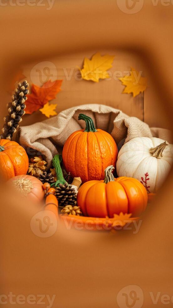Autumnal Pumpkin Display in a Rustic Setting photo
