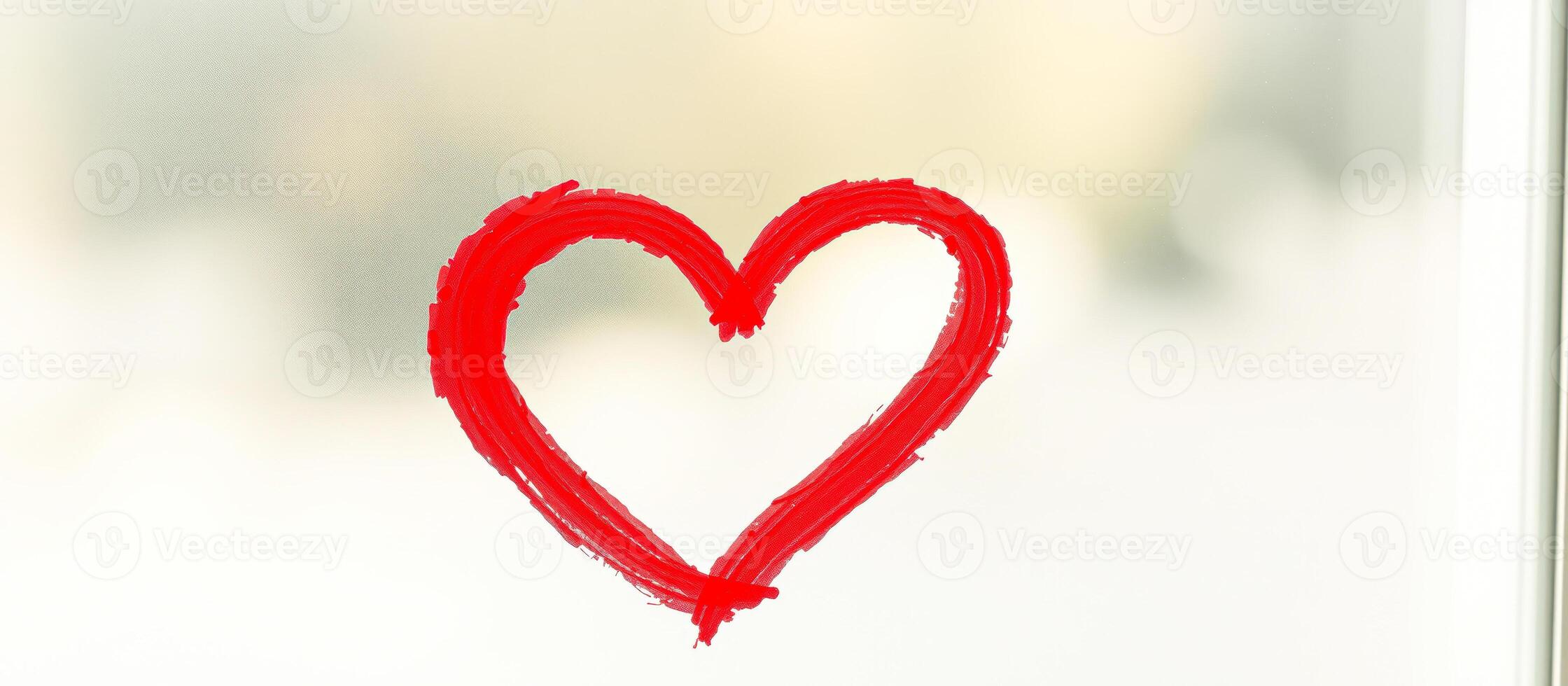 Red Heart Drawn on Frosted Glass photo