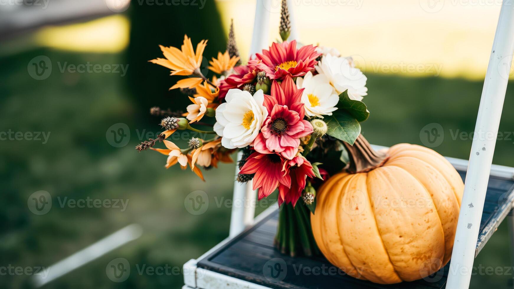 Autumnal Bouquet with Pumpkin photo