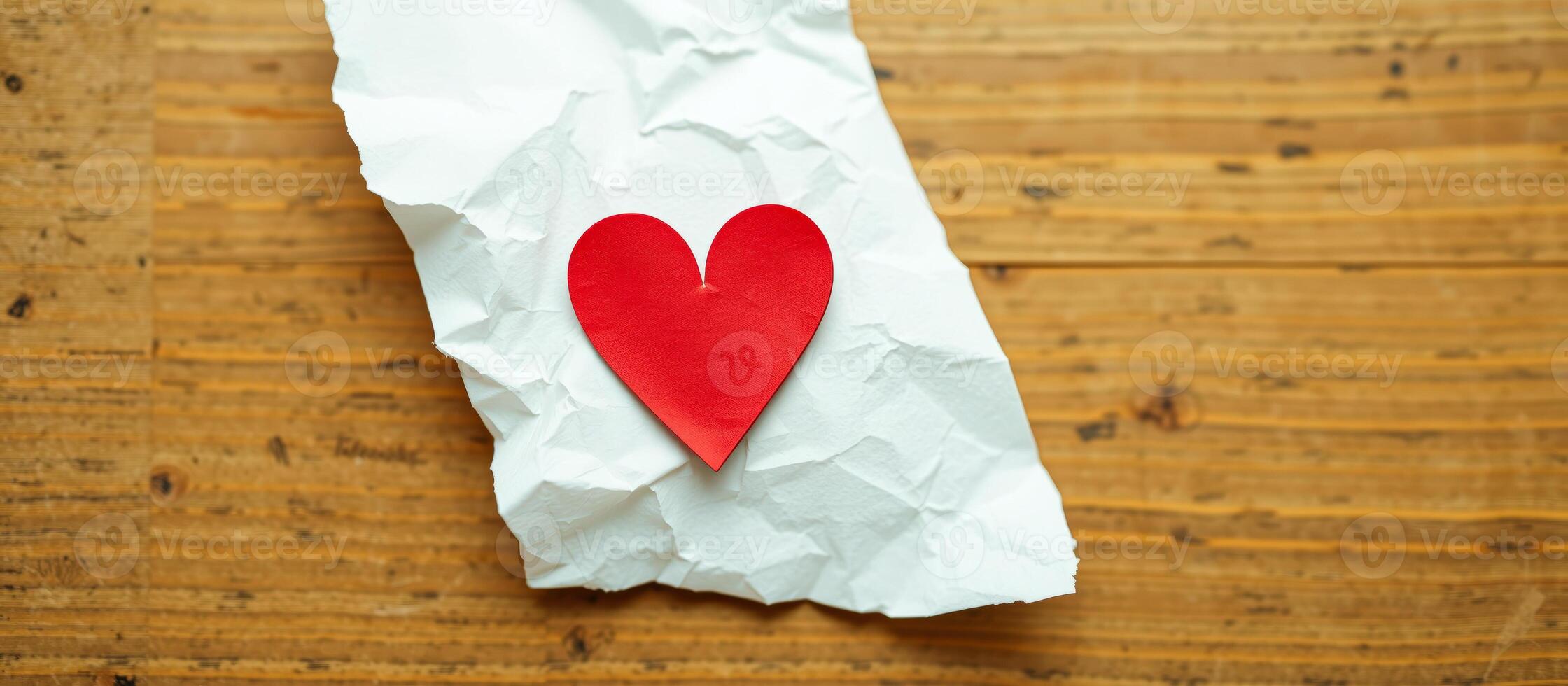Red Heart on Crumpled Paper photo