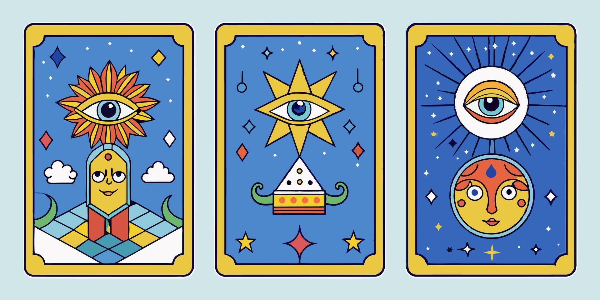 The tarot cards are all different and have different symbols vector