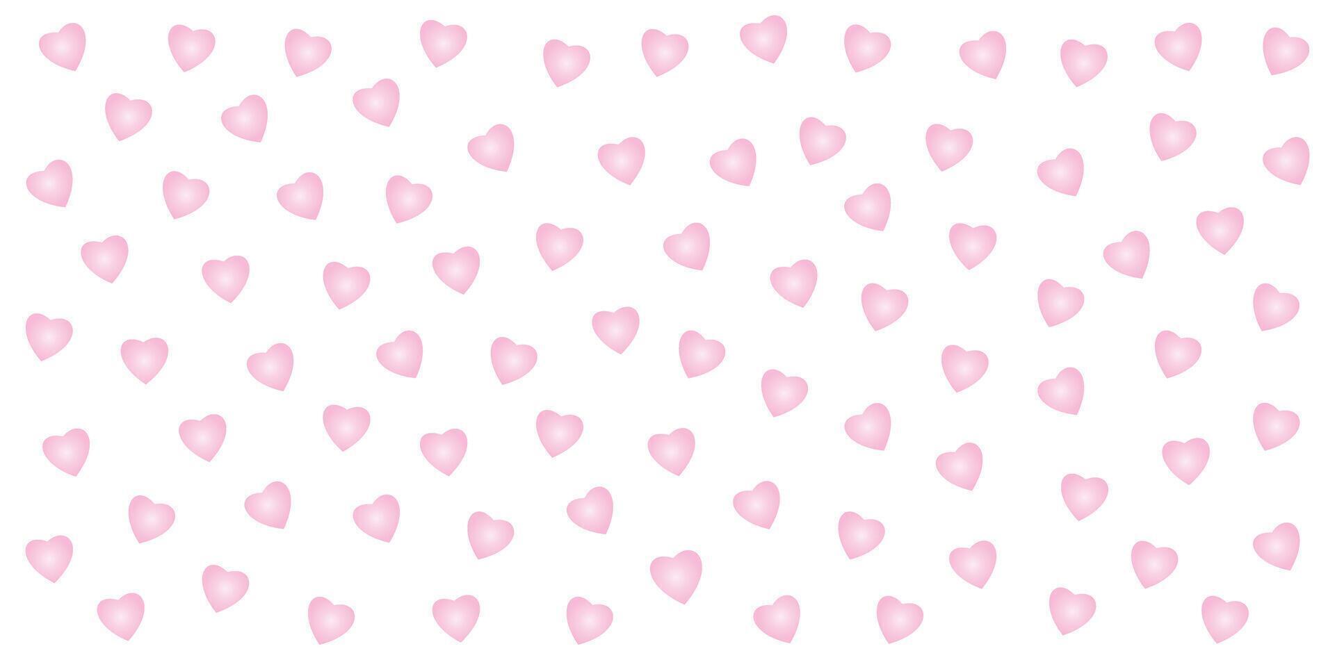 Seamless pattern of pink glossy hearts on a white background. Romantic and cute design for Valentine's Day and love-themed projects. vector