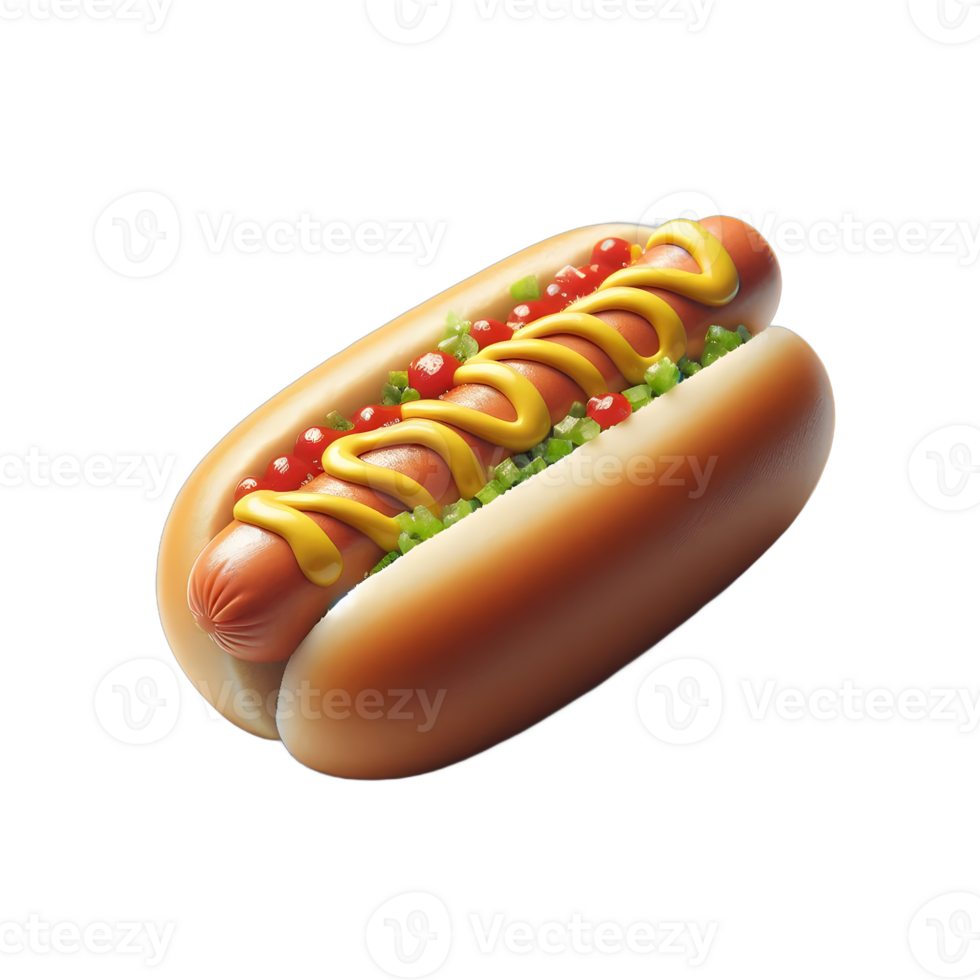 delicious hotdog on transparent background png