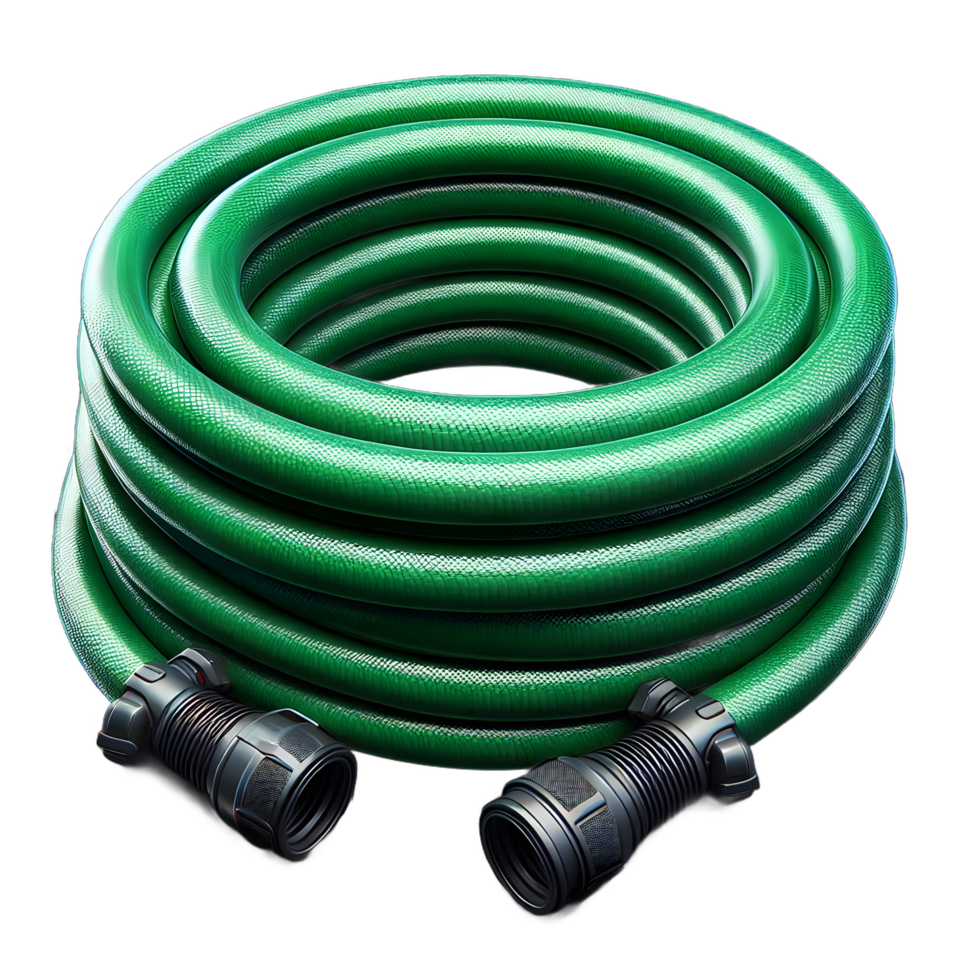 Green water hose with transparent background png