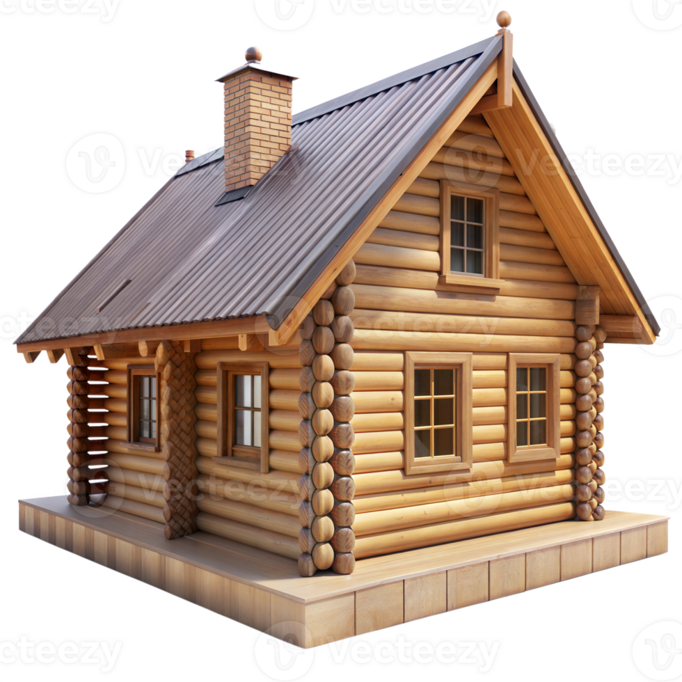 A small log cabin with a roof and chimney png