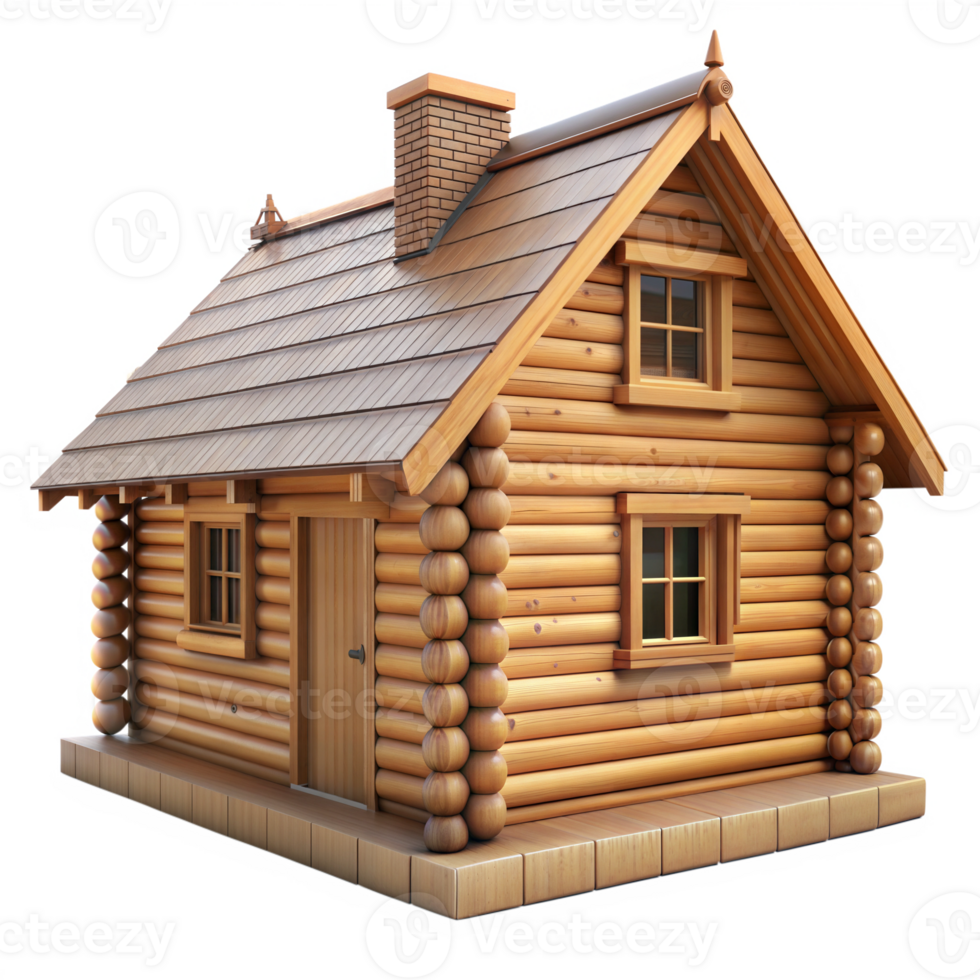 A small log cabin with a chimney png