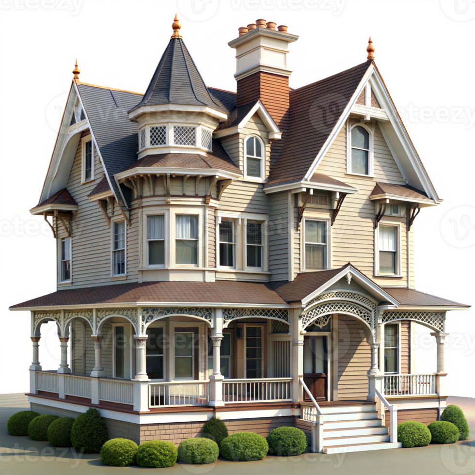 A 3d rendering of a victorian style house png