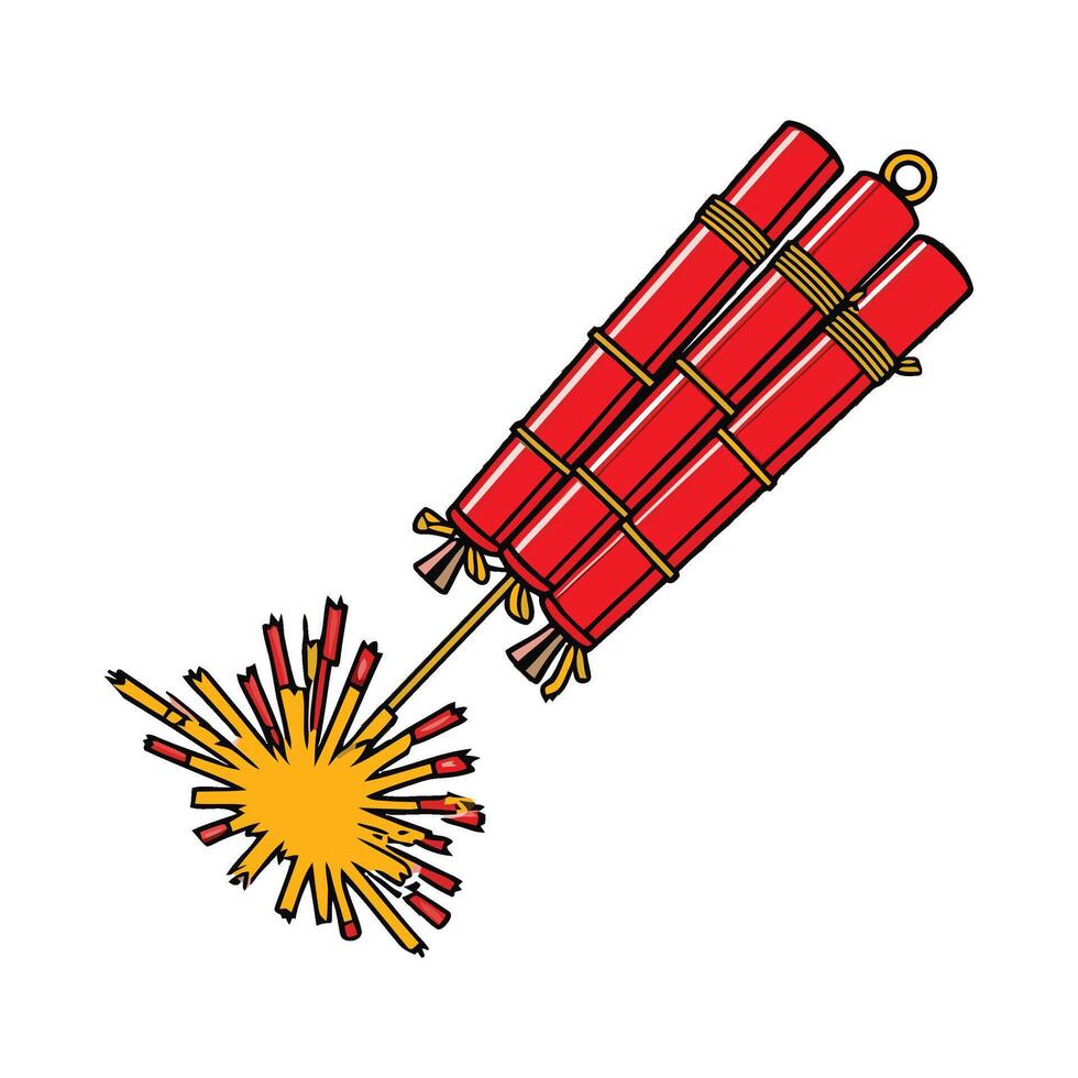 A red firework with a yellow fuse vector