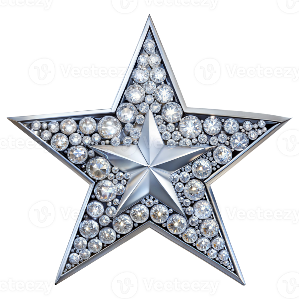 A star shaped diamond is surrounded by many diamonds png