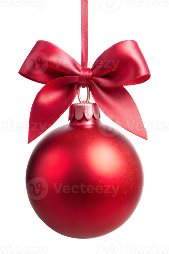 A red christmas ball with a bow on it png