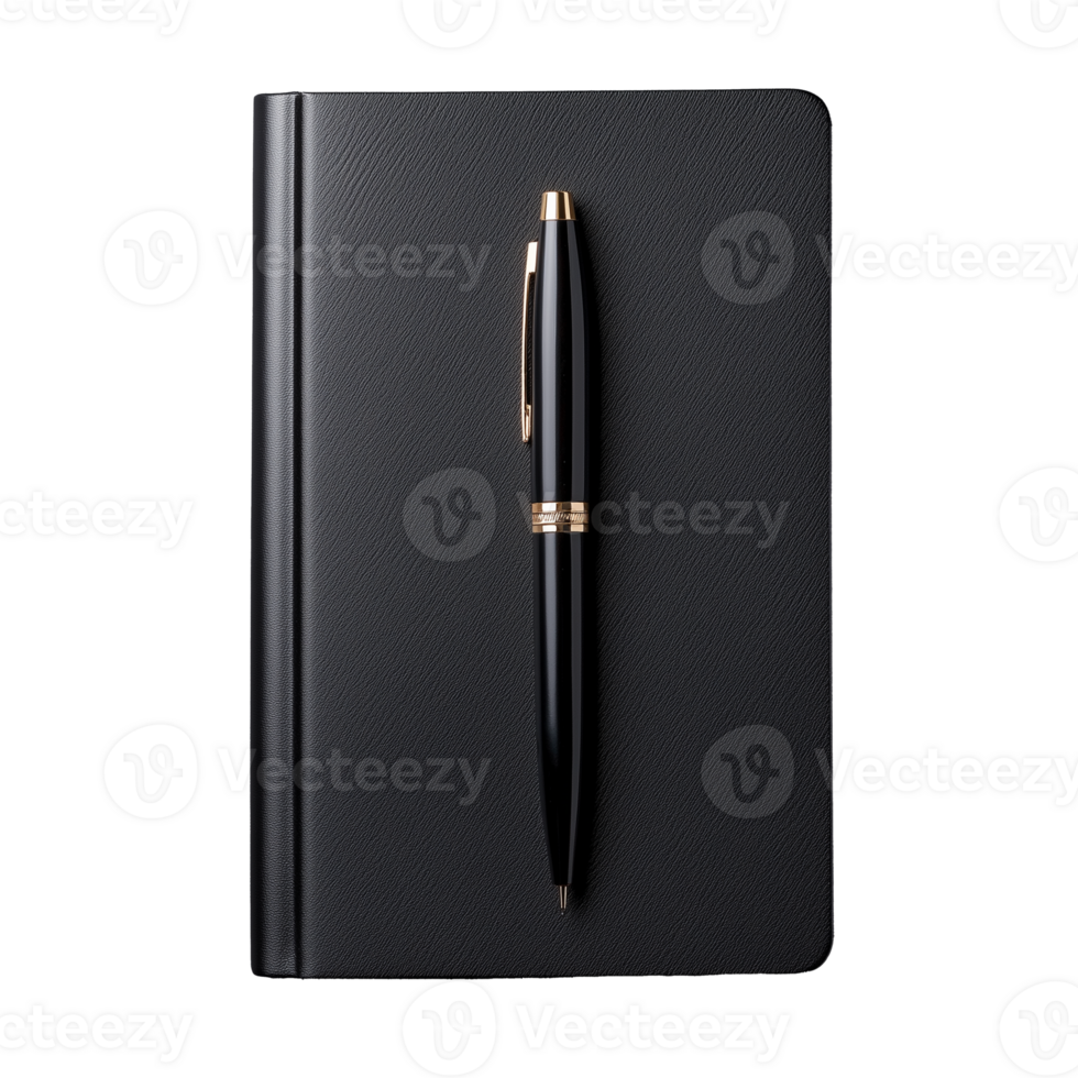 Black Notebook with Pen on Transparent Background for Creative Projects png