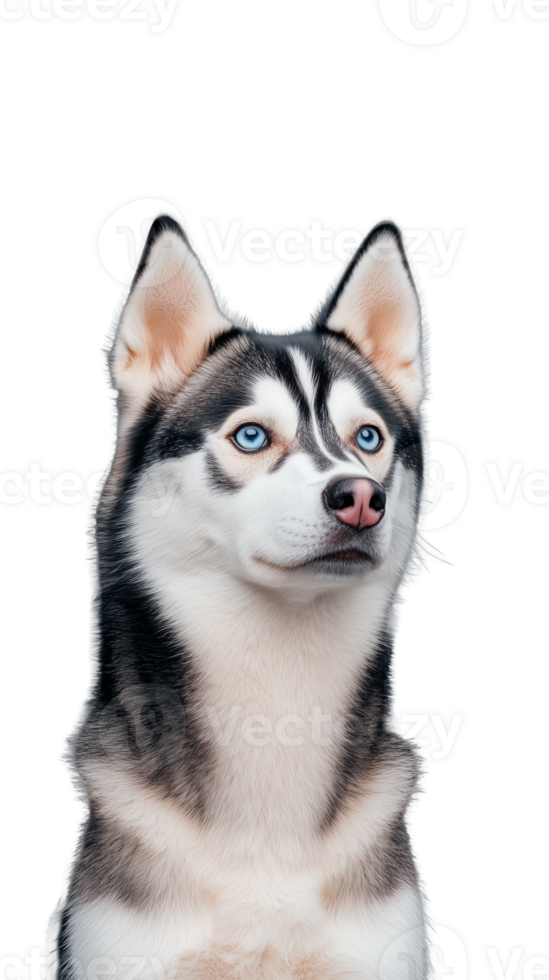 Siberian Husky Portrait with Transparent Background Featuring Striking Blue Eyes png