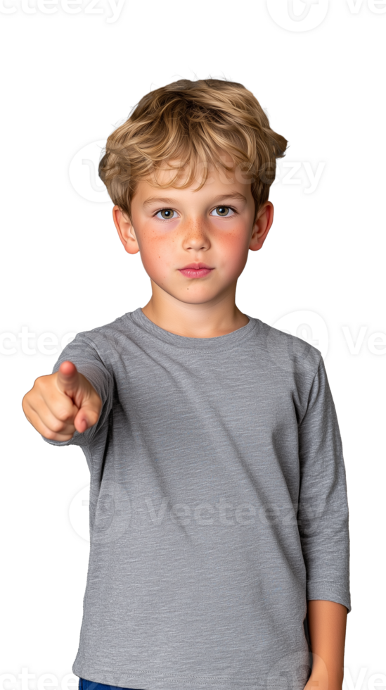 Child Pointing with Determination on Transparent Background png