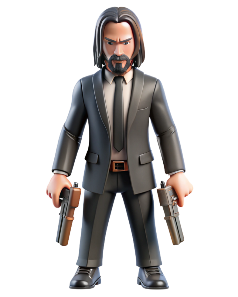John Wick Full Body 3D Fun Artwork with Iconic Suit png