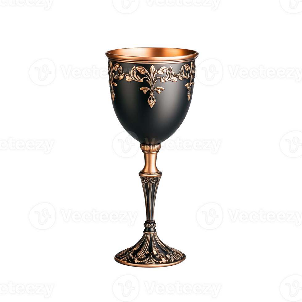 Elegant ornate goblet with intricate design on transparent background png