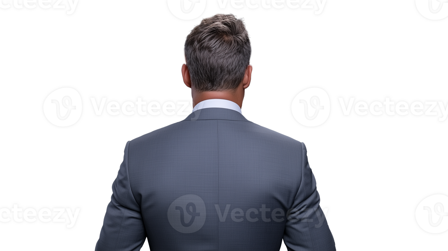 Professional man in suit viewed from the back on transparent background png