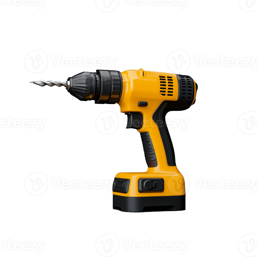 Cordless Drill Tool with Yellow Design on Transparent Background png