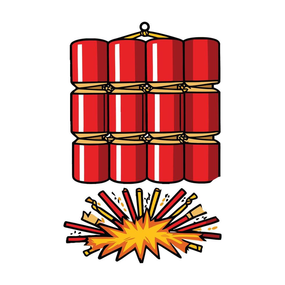 A cartoon illustration of a red dynamite vector