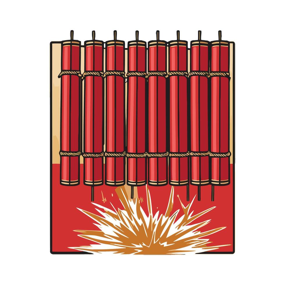 A red box with fireworks on it vector