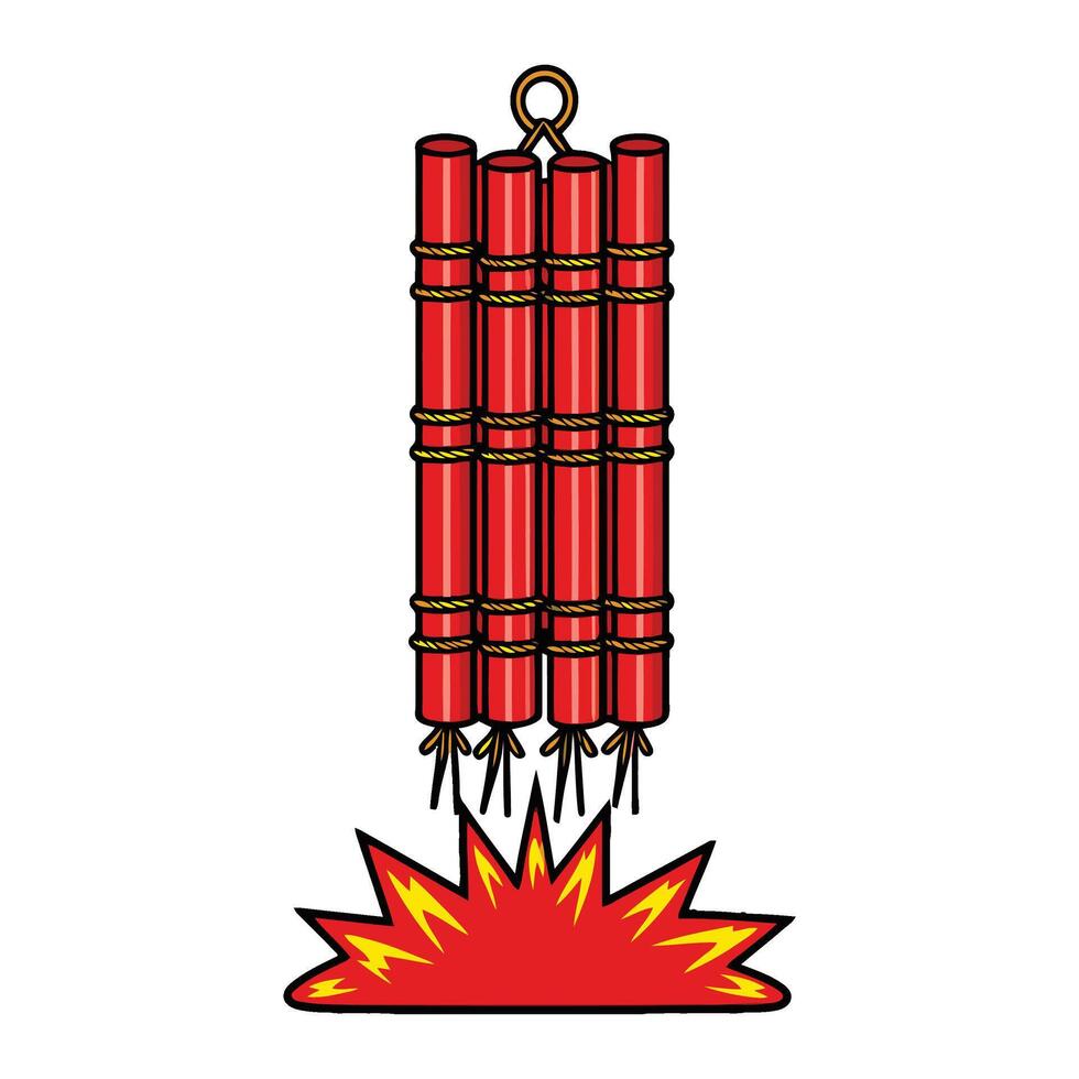 A red firecracker with a string attached to it vector