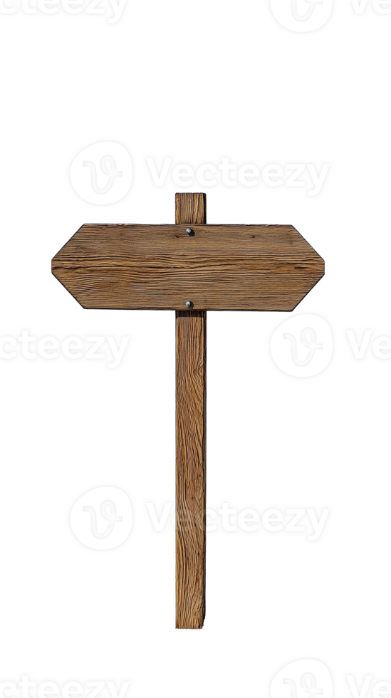 Wooden directional signpost with blank space for text on transparent background png