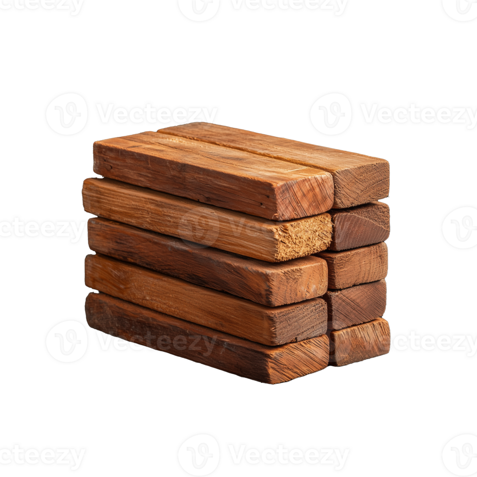 Stacked wooden blocks in various shades on transparent background png