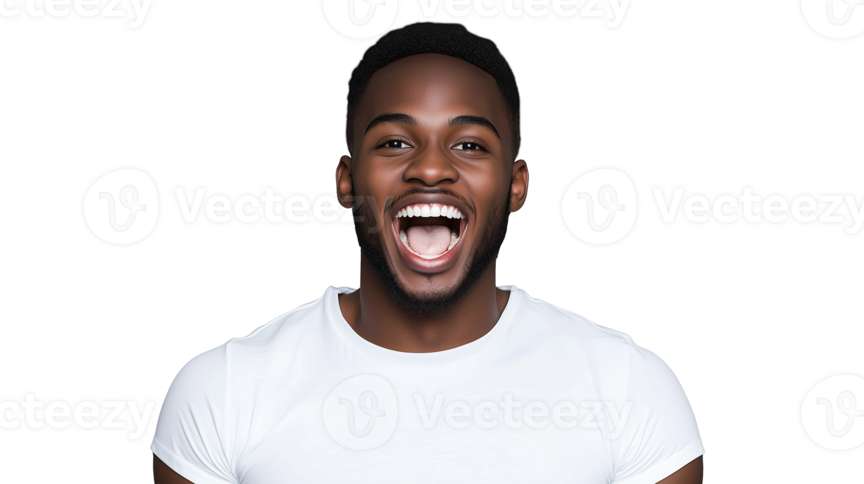 Happy man with broad smile and joyful expression on transparent background png