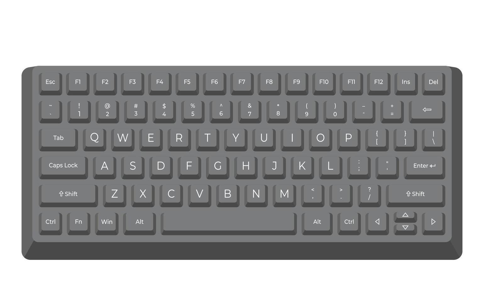 Black keyboard with letters in minimalist voluminous style vector