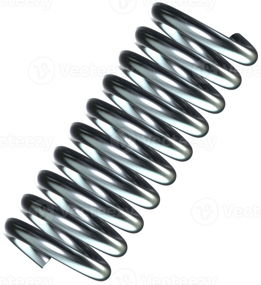 Metal spring 3D futuristic elements png