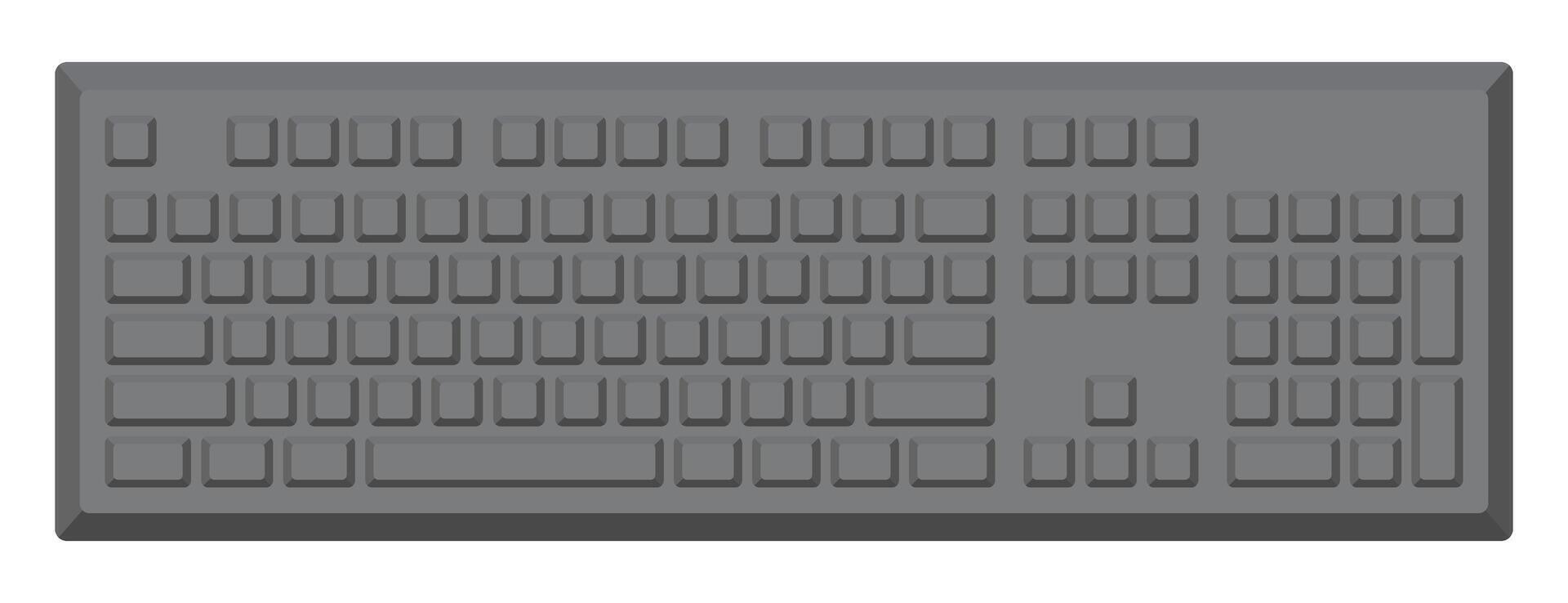 Black keyboard without letters and with numpad in minimalist voluminous style vector