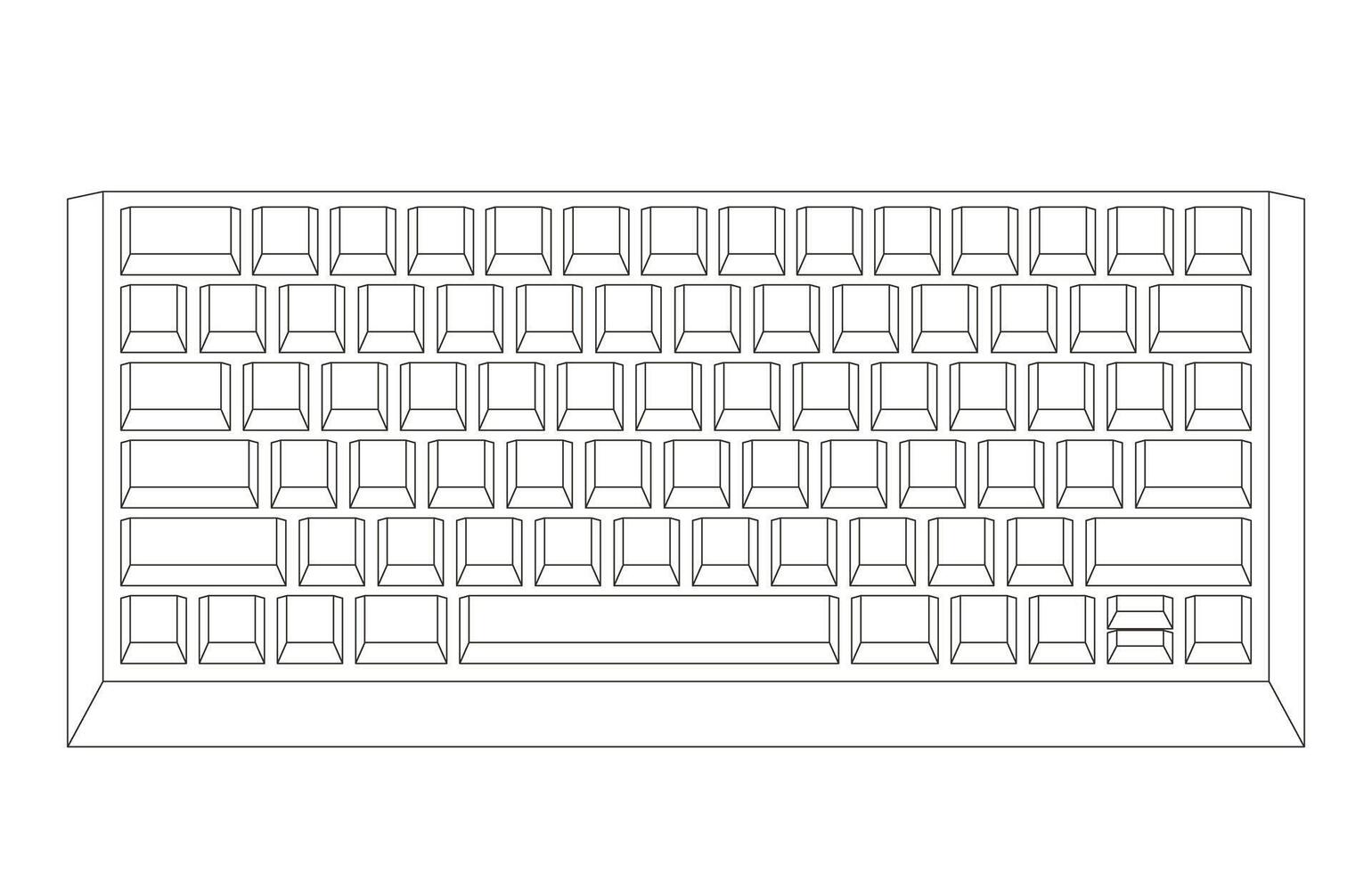 Outline keyboard without letters in minimalist voluminous style vector