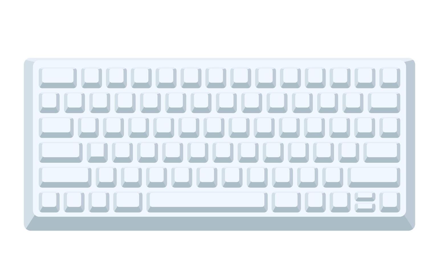 White keyboard without letters in minimalist voluminous style vector