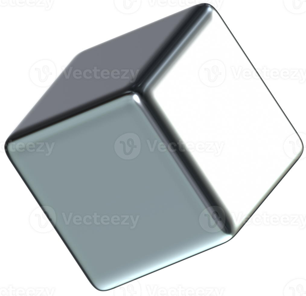 Metal cube 3D futuristic elements png