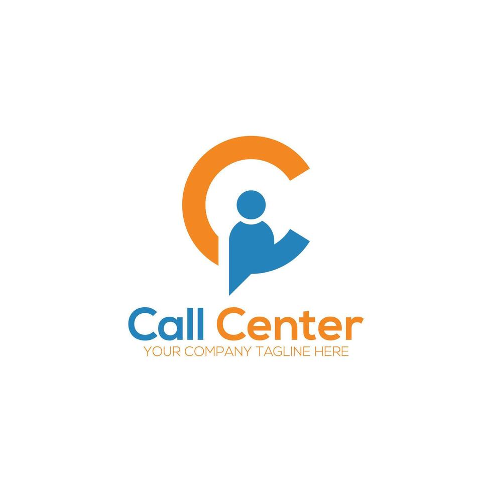 C Letter Call center logo icon. Client support, customer service creative symbol concept. vector
