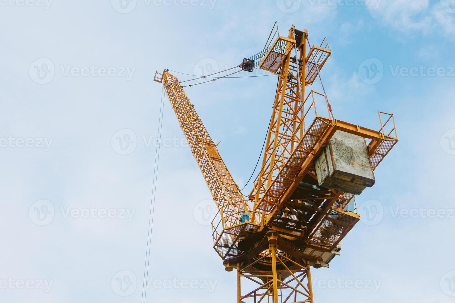 Tower Crane At Construction Site Outdoor. City Urban Development An Crane Do Lifting To Built To Infrastructure. photo