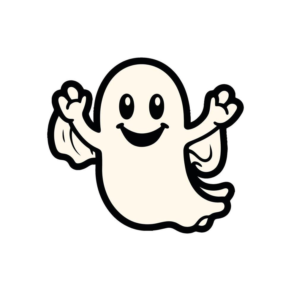A cartoon ghost with arms up in the air vector