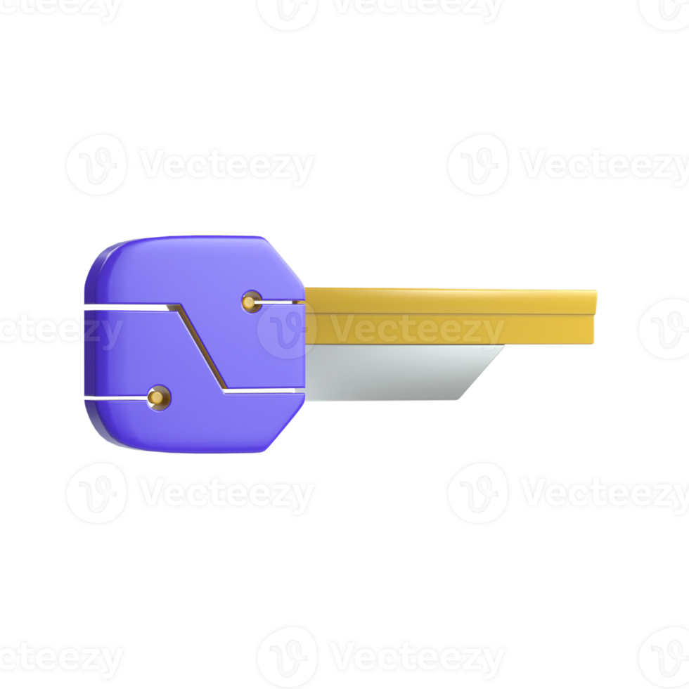 3D Digital Key Cryptocurrency Online Money png