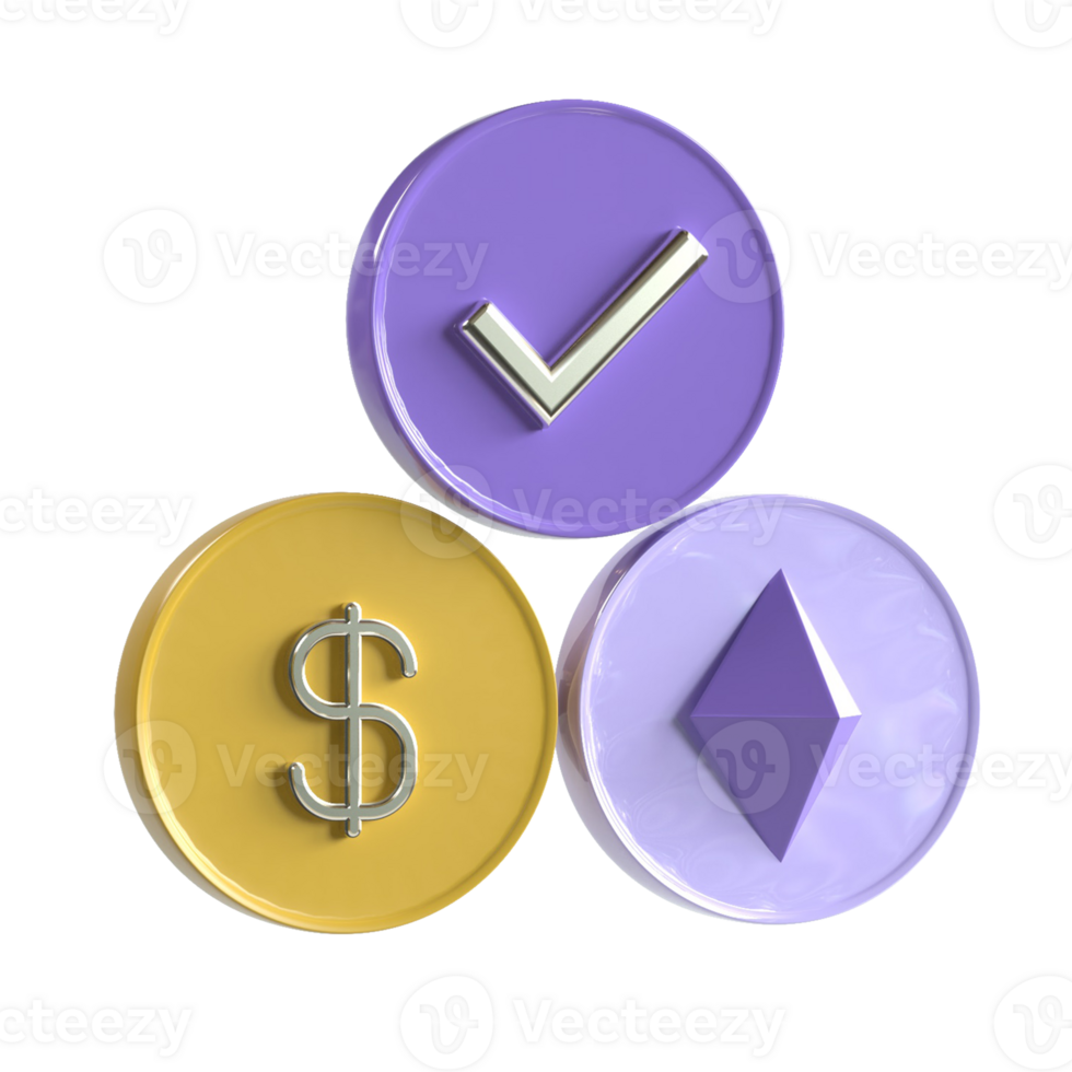3D Cryptocurrency Accepted Online Money png