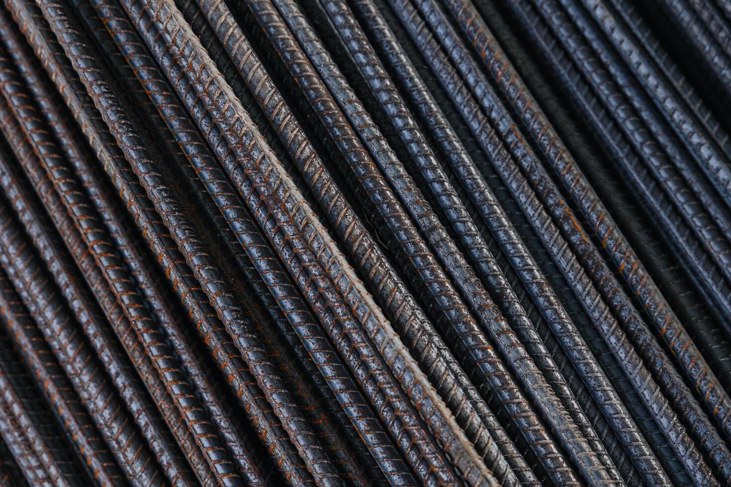 Steel bar, Iron Rod heavy dusty high strength for construction. photo