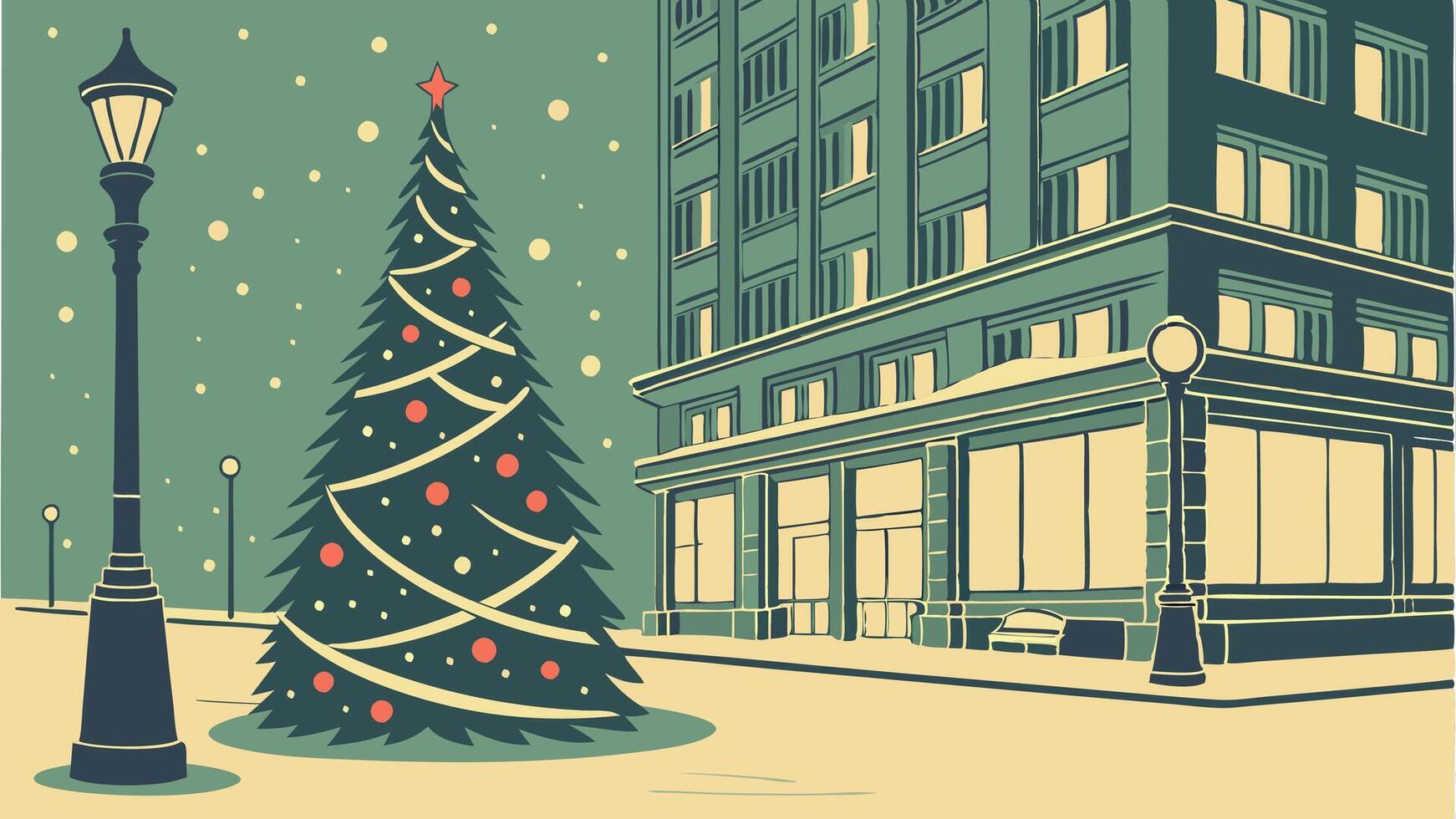 Christmas tree in the city street illustration vector