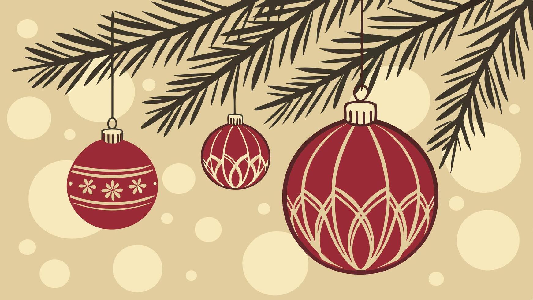 Christmas background with red and white christmas balls vector