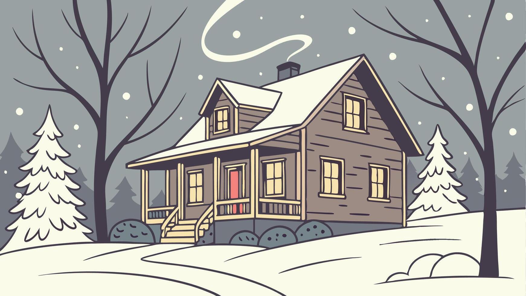 Winter house in the snow illustration vector