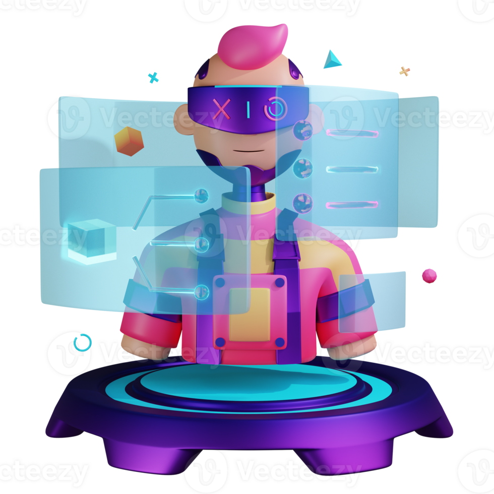 3D Hologram Cyberpunk Future png