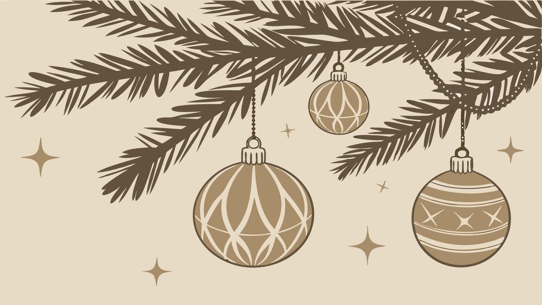 Christmas background with christmas balls and branches vector