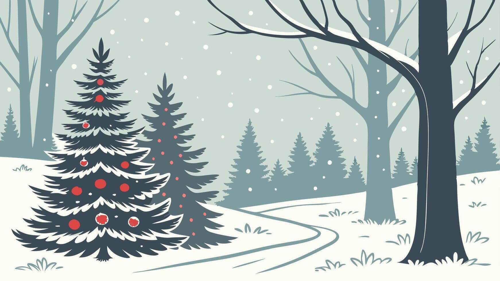 Christmas trees in the forest with snow vector