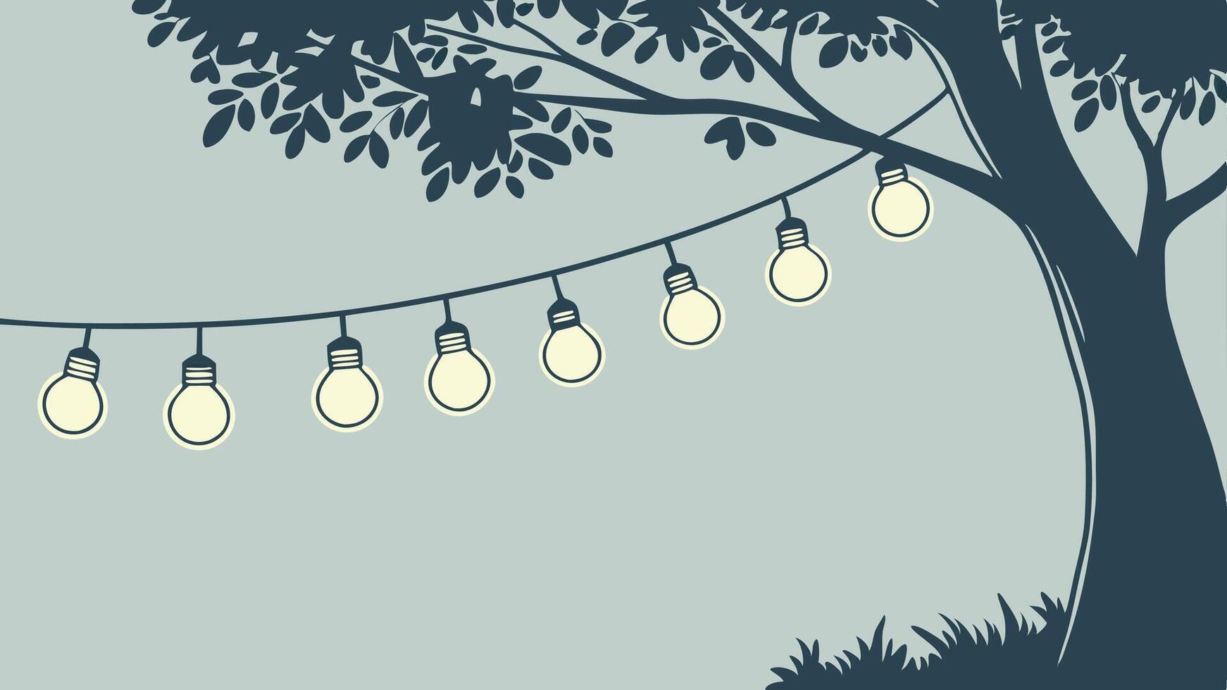 A tree with string lights hanging from it vector