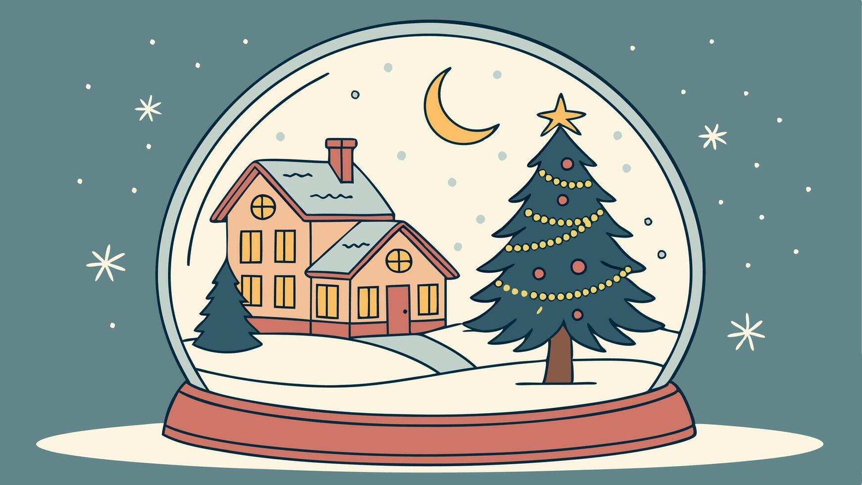 A snow globe with a house and tree inside vector