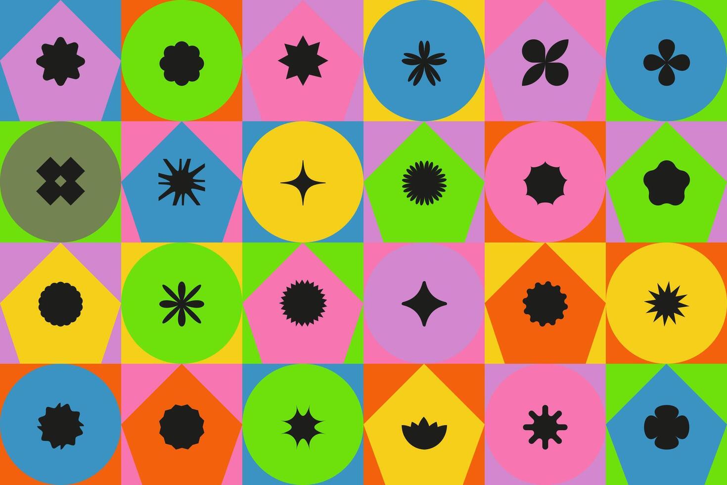 Modern geometric pattern of simple shapes. Bauhaus, brutalism. vector