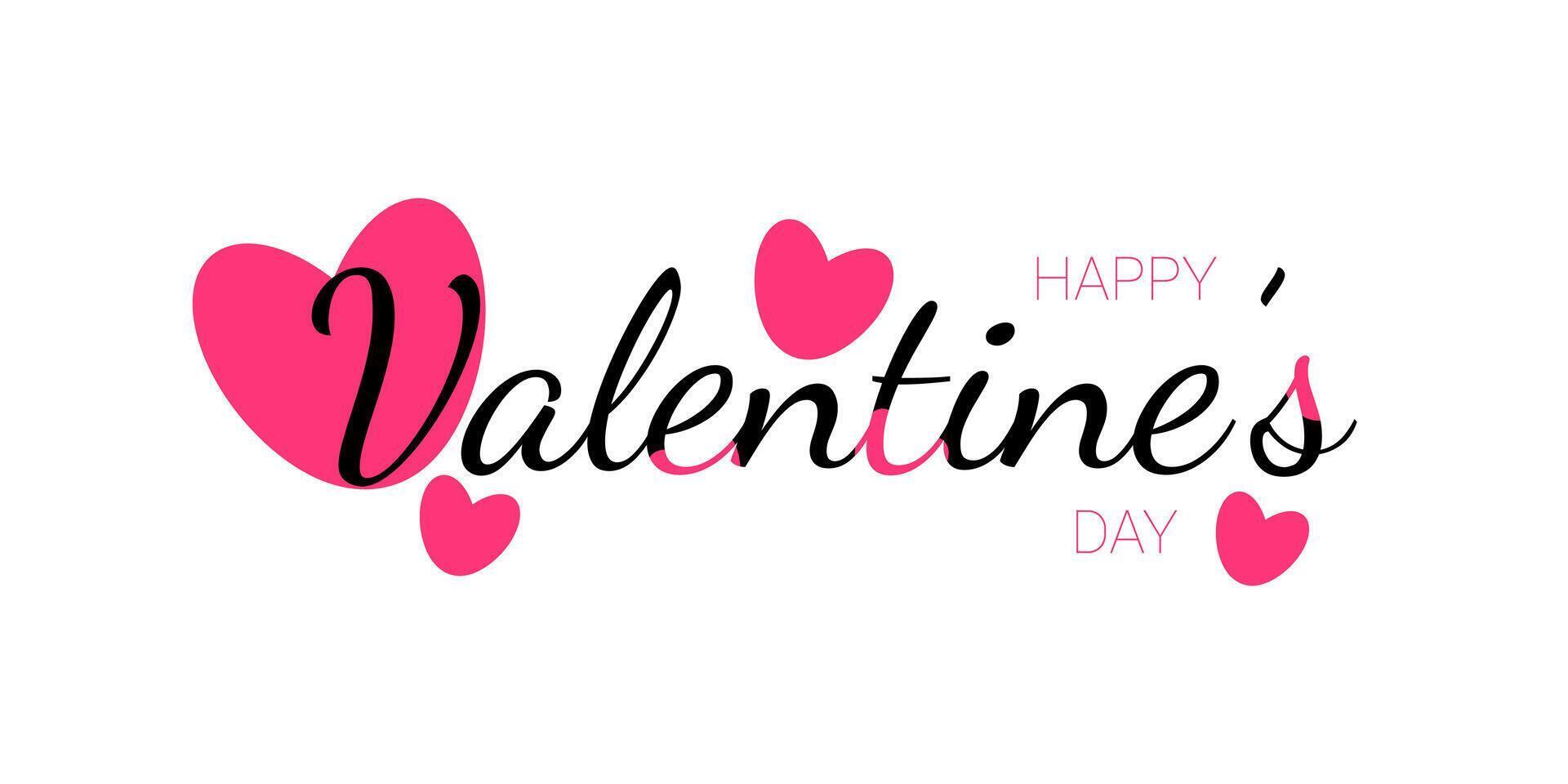 Valentine's Day text design with hearts on white background.Typography. vector